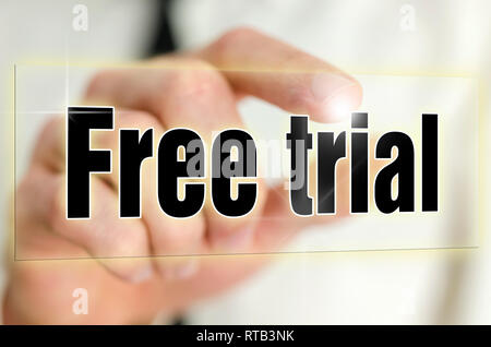 La scelta di Free trial icona su schermo virtuale. Foto Stock