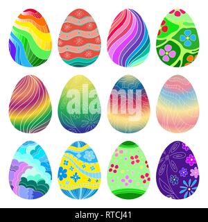 Set di diverso colore le uova di pasqua. Vettore Illustrazione Vettoriale