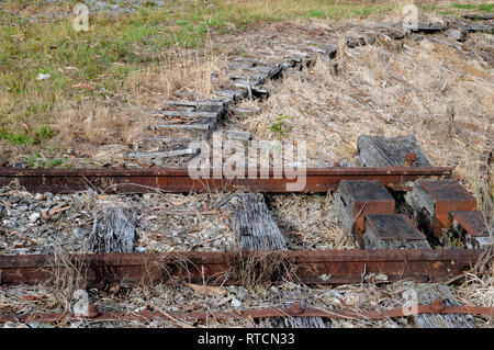 I resti della giostra in corrispondenza Reefton sulla Stillwater a Westport linea. esso è chiuso per i servizi passeggeri ma è ancora utilizzata per il trasporto del carbone. Foto Stock