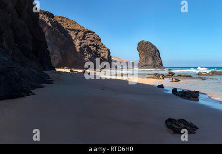 Roque del Moro, Playa de Cofete, Parque Natural de Jandia, Cofete, Spagna Spagna.Caption locale *** paesaggio, acqua, Estate, spiaggia, mare, Foto Stock