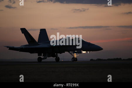 Melbourne, Melbourne, Australia. 1 Mar, 2019. Un aereo è visto durante la Australian Airshow internazionale e del settore aerospaziale e difesa esposizione presso l'Aeroporto di Avalon, Melbourne, 1 marzo 2019. Credito: Bai Xuefei/Xinhua/Alamy Live News Foto Stock