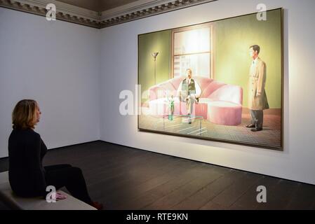 Londra, Regno Unito. 1 marzo , 2019. David Hockney, Henry Geldzahler e Christopher Scott. Preventivo a richiesta. La vendita si svolgerà il 6 marzo. Credito: Claire Doherty/Alamy Live News Foto Stock