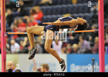 Glasgow, Scotland, Regno Unito. 1 Marzo, 2019. Solene Ndama del pentathlon Francia Salto in alto durante l'Europeo di Atletica Leggera Indoor Championships Glasgow 2019 il 1 marzo 2019 a Emirates Arena di Glasgow, Scozia - Photo Laurent Lairys / DPPI Credito: Laurent Lairys/Agence Locevaphotos/Alamy Live News Foto Stock