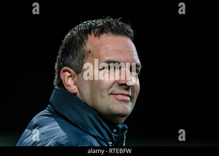 Dordrecht, Paesi Bassi. 01 Mar, 2019. Riwal Hoogwerkers Stadium, calcio, stagione 2018/2019, Keuken Kampioen Divisie, FC Dordrecht - NEC, FC Dordrecht trainer Mister Claudio Braga prima della partita Credito: Pro scatti/Alamy Live News Foto Stock