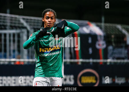 Dordrecht, Paesi Bassi. 01 Mar, 2019. Riwal Hoogwerkers Stadium, calcio, stagione 2018/2019, Keuken Kampioen Divisie, FC Dordrecht - NEC, FC Dordrecht player Crycensio Summerville celebra il suo obiettivo Credito: Pro scatti/Alamy Live News Foto Stock