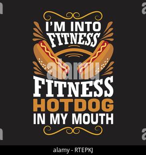 Hotdog preventivo. I m. in hotdog fitness nella mia bocca. Illustrazione Vettoriale