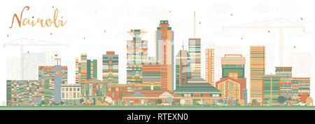 Nairobi Kenya skyline della città con edifici di colore. Illustrazione Vettoriale. Viaggi di lavoro e di concetto con architettura moderna. Illustrazione Vettoriale