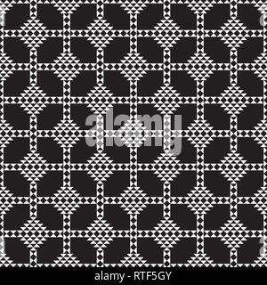 Seamless in bianco e nero con i triangoli Mosaico pattern, astratto triangolo geometrico dello sfondo. Illustrazione Vettoriale