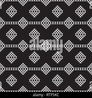 Seamless in bianco e nero con i triangoli Mosaico pattern, astratto triangolo geometrico dello sfondo. Illustrazione Vettoriale