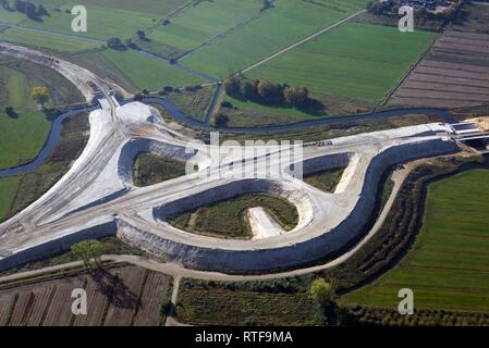 Vista aerea, autostrada SITO IN COSTRUZIONE A26, conversione alla giunzione autostradale, Neu Wulmstorf, Bassa Sassonia, Germania Foto Stock