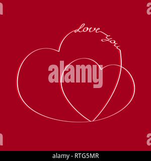 Cuori con una iscrizione ti amo. Cartolina Illustrazione Vettoriale