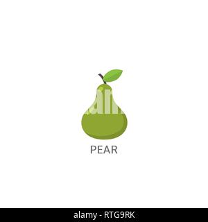 Pera. Pera verde su sfondo bianco illustrazione vettoriale Illustrazione Vettoriale