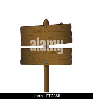 Cartello in legno isolato su sfondo bianco con coccinella illustrazione vettoriale EPS10 Illustrazione Vettoriale