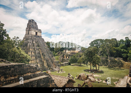 Tempio maya io (Gran Jaguar) al Parco Nazionale di Tikal - Guatemala Foto Stock