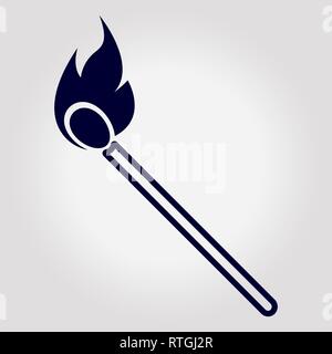 Fiammifero bruciato con il fuoco,matchstick bruciato. Lo stile dell'icona. Illustrazione di vettore isolato su sfondo bianco. Illustrazione Vettoriale