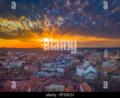 VILNIUS Lituania - Vista aerea di Vilnius città vecchia Foto Stock