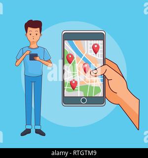 Gli adolescenti e i giochi dello smartphone Illustrazione Vettoriale