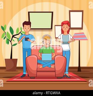 Gli adolescenti giocare ai videogiochi Illustrazione Vettoriale