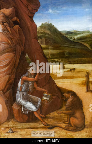 San Girolamo nel deserto, Giovanni Bellini, circa 1460, Foto Stock