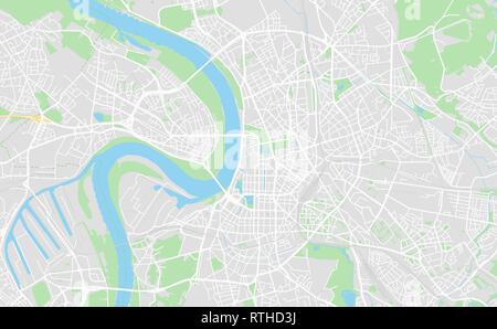 Dusseldorf, Germania stampabile cartina stradale in stile classico con colori di tutte le autostrade, strade e ferrovie. Utilizzare questa mappa per qualsiasi tipo di apparecchiatura digitale Illustrazione Vettoriale