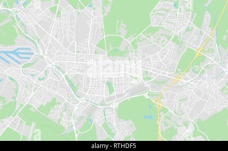 Karlsruhe, Germania stampabile cartina stradale in stile classico con colori di tutte le autostrade, strade e ferrovie. Utilizzare questa mappa per qualsiasi tipo di apparecchiatura digitale Illustrazione Vettoriale