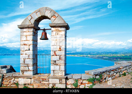 Belfry in Palamidi castle in Nafplio, Argolide Grecia Foto Stock