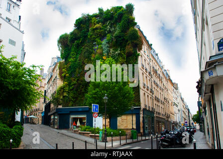 Alberi e piante su palace a Parigi. Francia Foto Stock