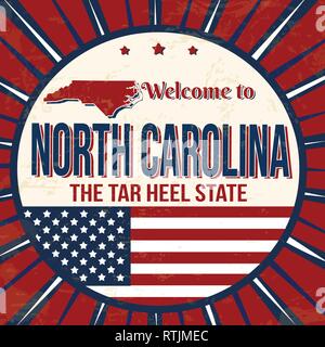 Benvenuti in North Carolina vintage poster grunge, illustrazione vettoriale Illustrazione Vettoriale
