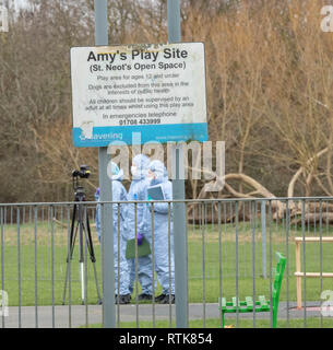 Harold Hill Londra, Regno Unito. 2 marzo 2019 una diciassettenne ragazza è stato pugnalato a morte in un parco in Harold Hill Londra. Le indagini della polizia continuano a credito: Ian Davidson/Alamy Live News Foto Stock