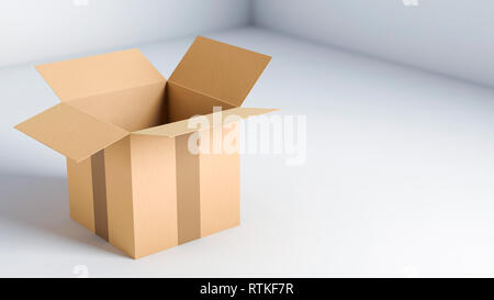 Carrello box pacchetto di consegna aperto, 3D illustrazione Foto Stock