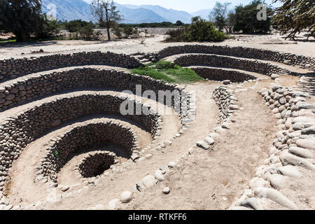Acquedotti di Cantalloc, 'puquios' costruito dal popolo Nazca Foto Stock