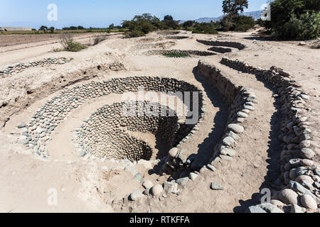 Acquedotti di Cantalloc, 'puquios' costruito dal popolo Nazca Foto Stock