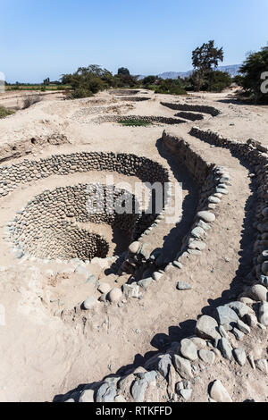 Acquedotti di Cantalloc, 'puquios' costruito dal popolo Nazca Foto Stock