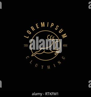 Linea di cervi arte emblema con uno stile classico moderno adatto per industria creativa, alimenti e bevande, caccia, avventura, divertimento, educative, Shop, un Illustrazione Vettoriale