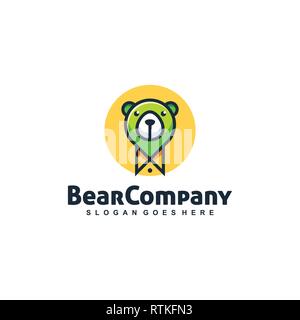 Bear bambola illustrazione giocoso template vettoriale. Il logo adatto per industria creativa, Multimedia, intrattenimento, educative, Shop, e di qualsiasi relativo busi Illustrazione Vettoriale