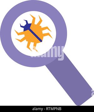 Bug animale con lente di ingrandimento illustrazione vettoriale design Illustrazione Vettoriale