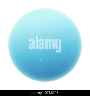 Sfera d'acqua. Blue misty sfera con alcune bolle - illustrazione su sfondo bianco. Foto Stock