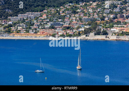 Seascape da Villa Ephrussi de Rothschild, villa Ile-de-France, Saint-Jean-Cap-Ferrat, Riviera Francese, dipartimento delle Alpi Marittime, Francia Foto Stock