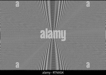 Il bianco e il nero ipnotico illusione ottica sfondo astratto. Monocromatico texture glitch. Foto Stock