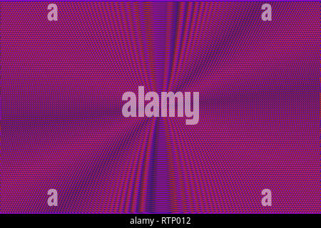Il Neon glitch astratto di mezzitoni rosso e viola glitch sullo sfondo. Ipnotico illusione ottica texture. Foto Stock