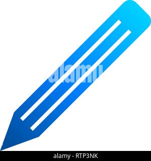 Simbolo a forma di matita - icona gradiente blu, isolato - illustrazione vettoriale Illustrazione Vettoriale