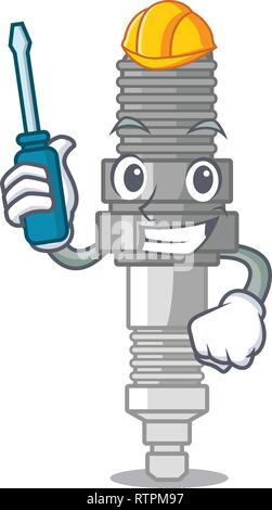 Miniaturizzati per uso automobilistico candela in forma cartoon Illustrazione Vettoriale