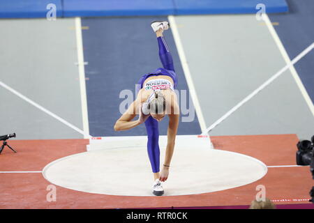 Niamh Emerson (GBR) visto in azione durante le donne del pentathlon a livello Europeo Indoor Athletics Championships 2019. Foto Stock