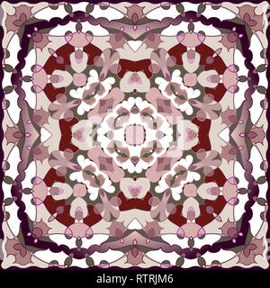 Ricco di Pattern suggestivo per una sciarpa. Ornamento di quadri in stile orientale. Illustrazione Vettoriale. Illustrazione Vettoriale