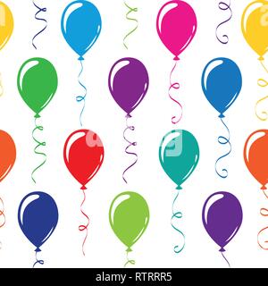 Modello senza giunture coloratissima festa di compleanno palloncini illustrazione vettoriale EPS10 Illustrazione Vettoriale