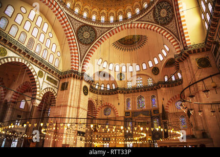 La famosa Moschea Suleymaniye, Istanbul, Turchia - 19 settembre 2018. Foto Stock