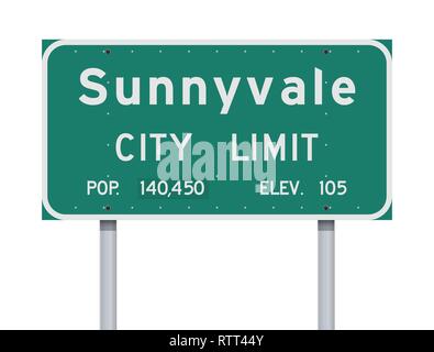 Illustrazione Vettoriale della città di Sunnyvale limitare cartello verde Illustrazione Vettoriale