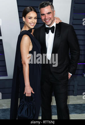 BEVERLY HILLS, Los Angeles, CA, Stati Uniti d'America - 24 febbraio: attrice Jessica Alba e il marito Cash Warren arriva al 2019 Vanity Fair Oscar Party a Wallis Annenberg Center for the Performing Arts il 24 febbraio 2019 a Beverly Hills Los Angeles, California, Stati Uniti. (Foto di Xavier COLLIN/Image Press Agency) Foto Stock