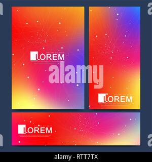 Vettore di modello di progettazione nel quartiere alla moda di vivaci colori gradiente con fluido astratto forme, gli spruzzi di vernice, gocce di inchiostro. Il futuristico, poster, striscioni, opuscolo Illustrazione Vettoriale