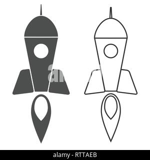 Icona del razzo, piatto simbolo del vettore per il design isolato su sfondo bianco Illustrazione Vettoriale